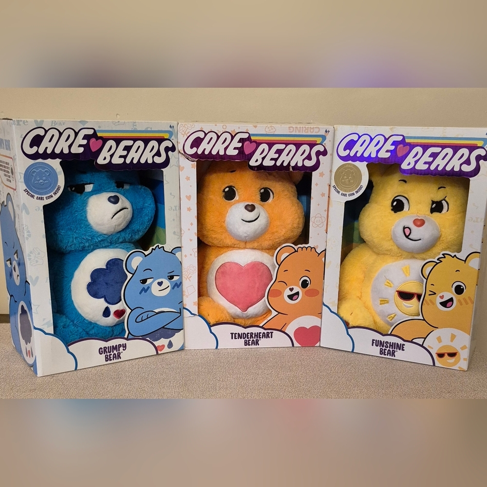 Lot Of 3 Care Bears Grumpy/Funshine/Tender heart Brand New In Box